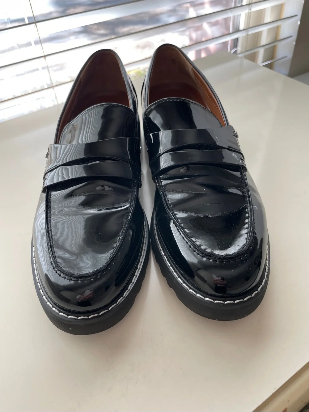 Franco Sarto Women's Black Patent Leather Penny Loafers